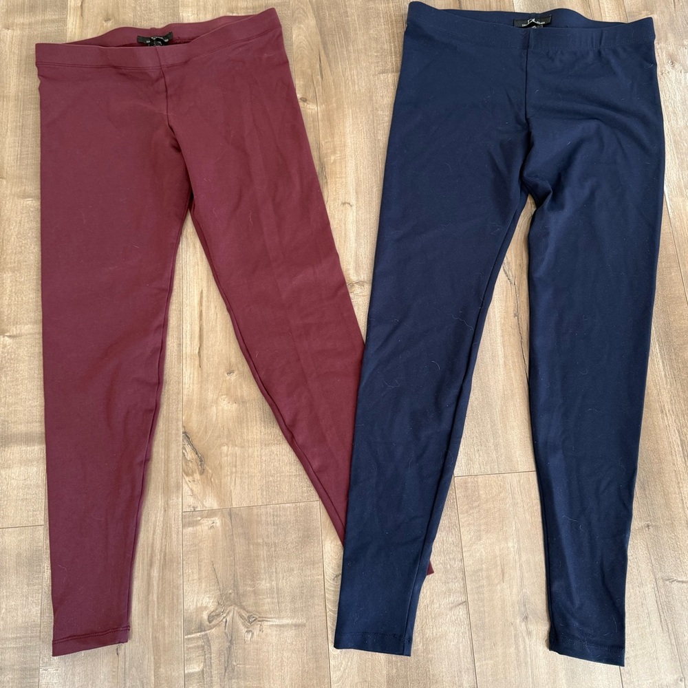 Lot of TWO David Lerner Leggings Women's Medium Blue Maroon Made in USA